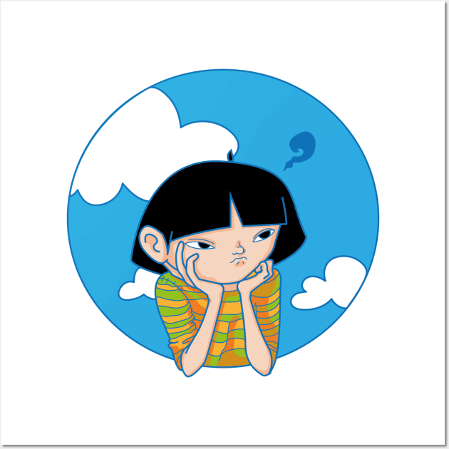 Cartoon girl dreaming away Wall Art by FridaJohanssonArt